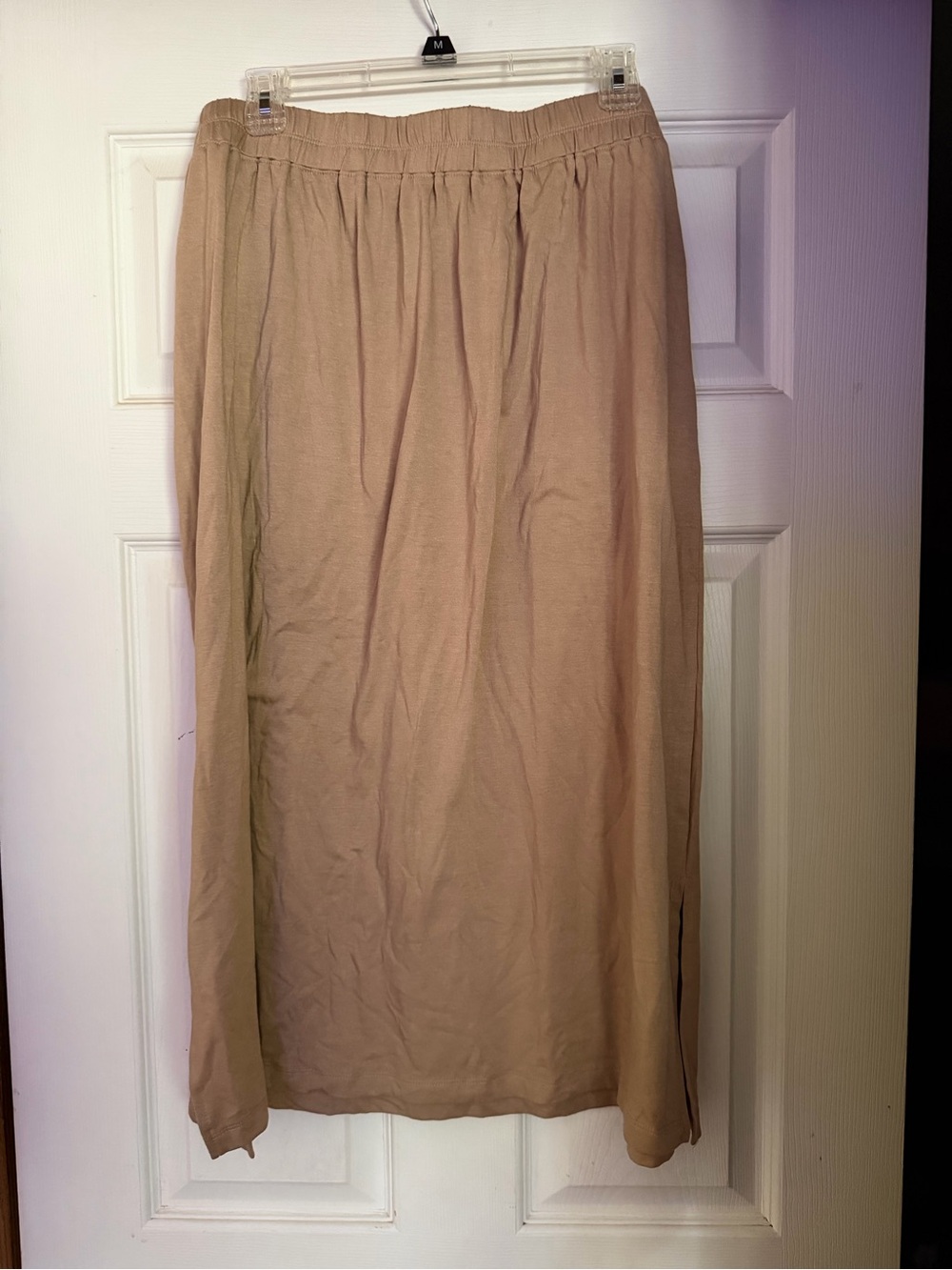 Neutral Beige Women's Maxi Skirt with Elastic Waist
